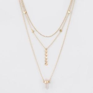 Baublebar Layered Necklace Pink Quartz Crystal